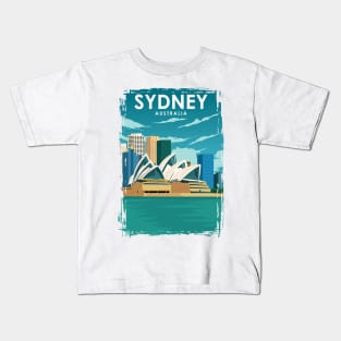 Sydney Australia Vintage Minimal Oprah House Travel Poster Kids T-Shirt